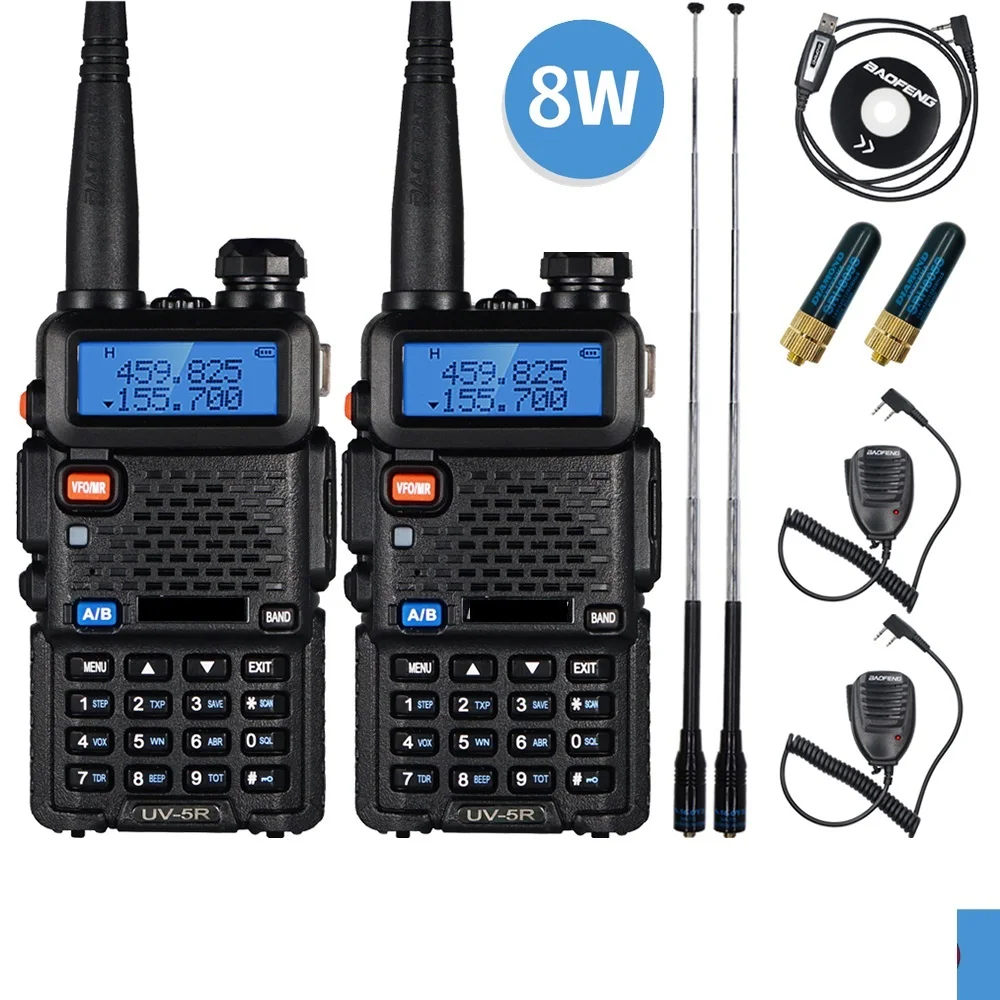 2pcs Real 8W Baofeng UV-5R Walkie Talkie UV 5R High Power Amateur Ham CB Radio Station UV5R Dual Band Transceiver 10KM Intercom
2pcs Real 8W Baofeng UV-5R Walkie Talkie UV 5R High Power Amateur Ham CB Radio Station UV5R Dual Band Transceiver 10KM Intercom