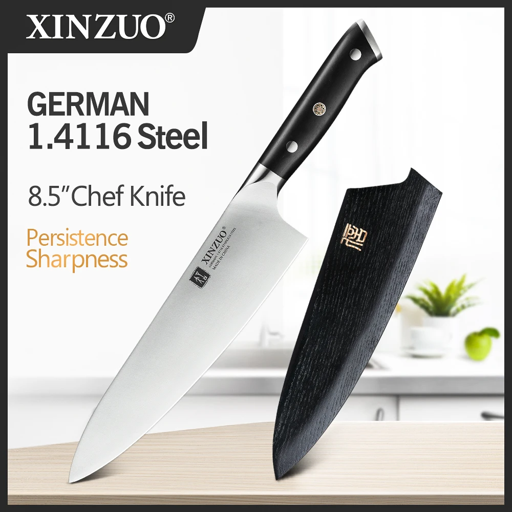 XINZUO 8.5'' Inch Chef Knife High Carbon Din 1.4116 Slicing Stainless Steel German Kitchen KnivesMeat Tools with Ebony Handle
XINZUO 8.5'' Inch Chef Knife High Carbon Din 1.4116 Slicing Stainless Steel German Kitchen KnivesMeat Tools with Ebony Handle