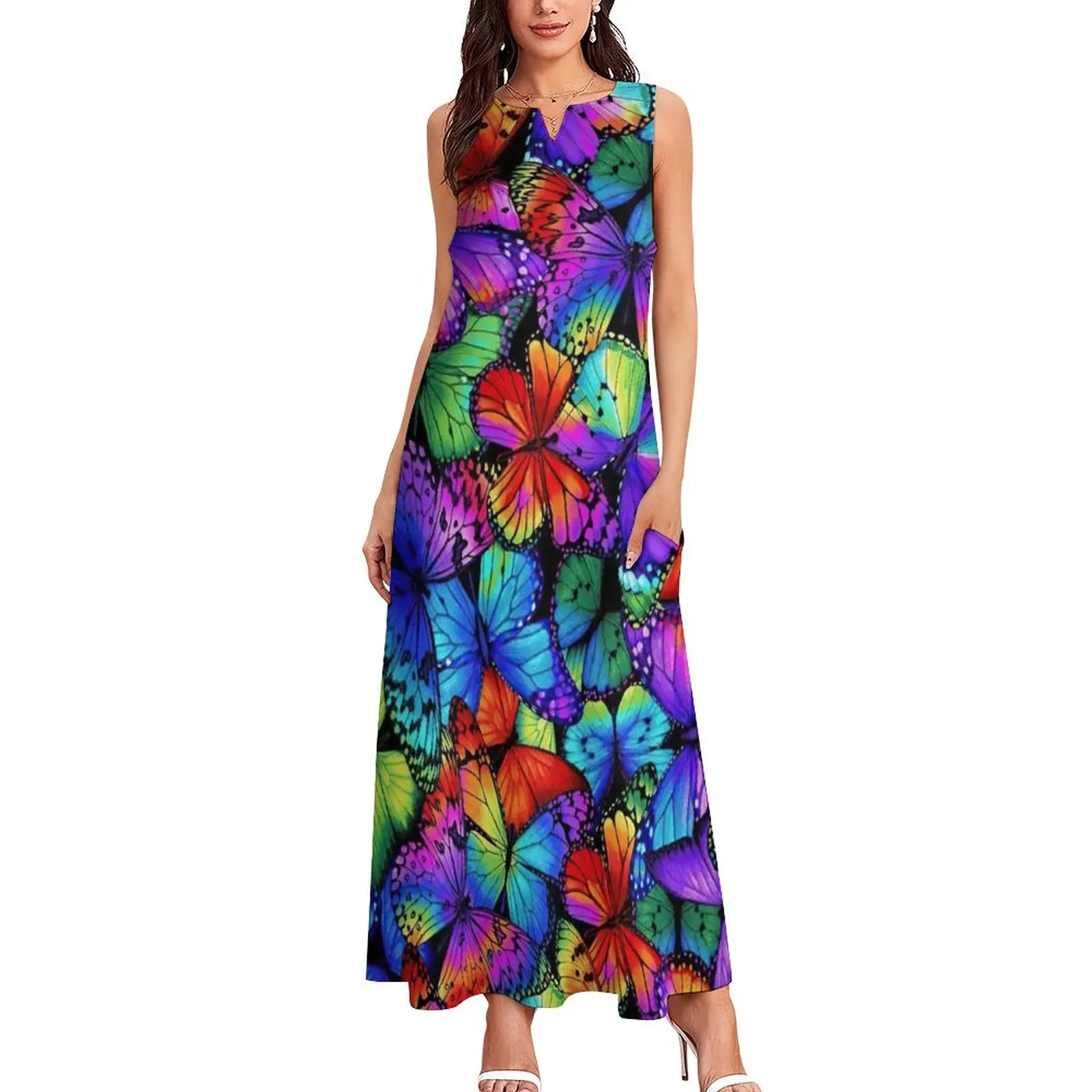 Женское платье-бабочка без рукавов, Элегантное Длинное Платье неонового цвета в богемном стиле с принтом животных, Одежда большого размера ... 
Женское платье-бабочка без рукавов, Элегантное Длинное Платье неонового цвета в богемном стиле с принтом животных, Одежда большого размера ...