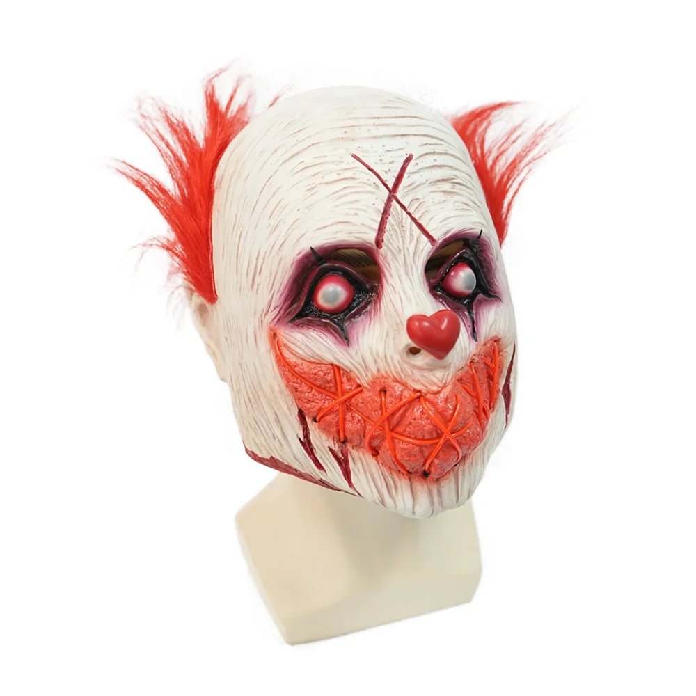 Halloween decorative props clown soul returning horror mask LED light cold light mask party ball headgear
Halloween decorative props clown soul returning horror mask LED light cold light mask party ball headgear