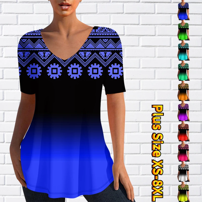2023 Summer Fashion Short Sleeve V-Neck Casual Top Long T-shirt Women's 3D Printing T-Shirt New Design Printing Pullover Top
2023 Summer Fashion Short Sleeve V-Neck Casual Top Long T-shirt Women's 3D Printing T-Shirt New Design Printing Pullover Top