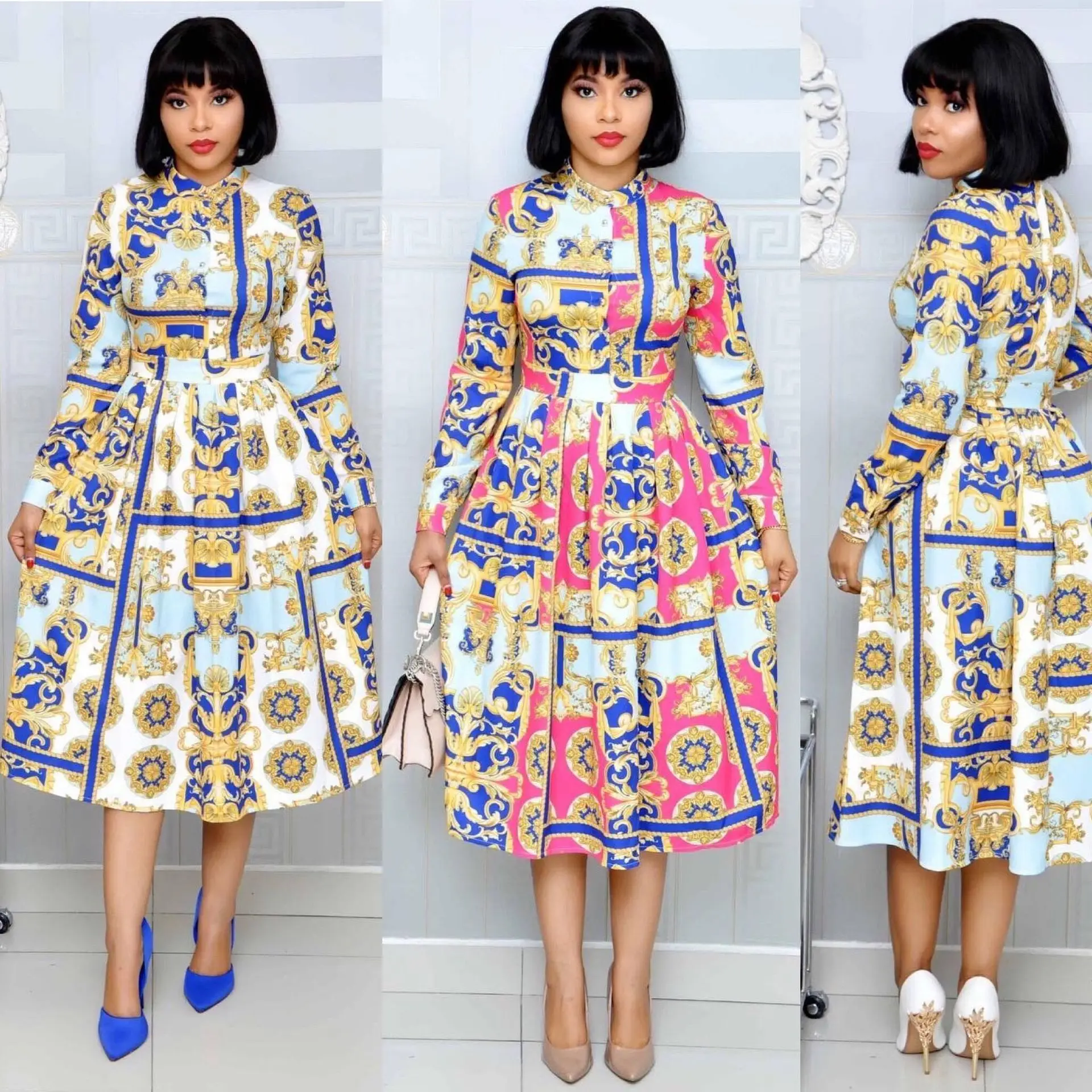 Women Geomitric Printing Dress Female Long Sleeves A-Line Elegant Spring Autumn Vintage Vestidos Bohemian Femme Clothing Robes
Women Geomitric Printing Dress Female Long Sleeves A-Line Elegant Spring Autumn Vintage Vestidos Bohemian Femme Clothing Robes