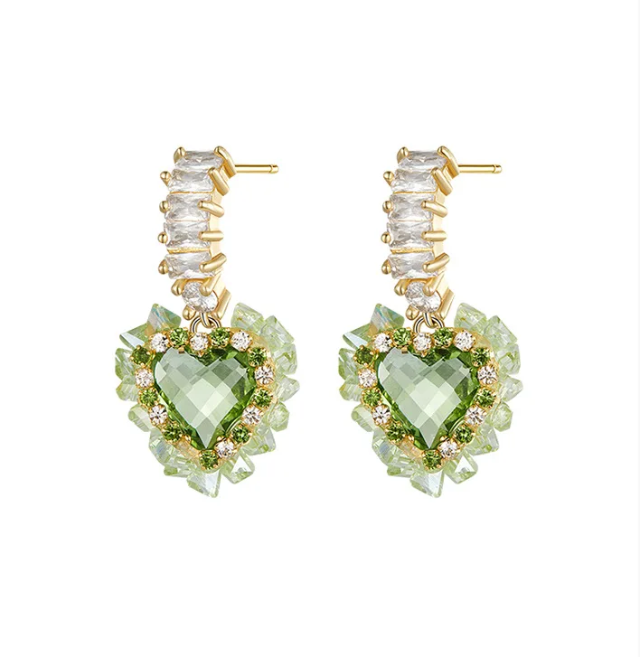 Summer Green Color Heart Sharp Earrings For Women Silver Needle Golden Studs Earrings
Summer Green Color Heart Sharp Earrings For Women Silver Needle Golden Studs Earrings
