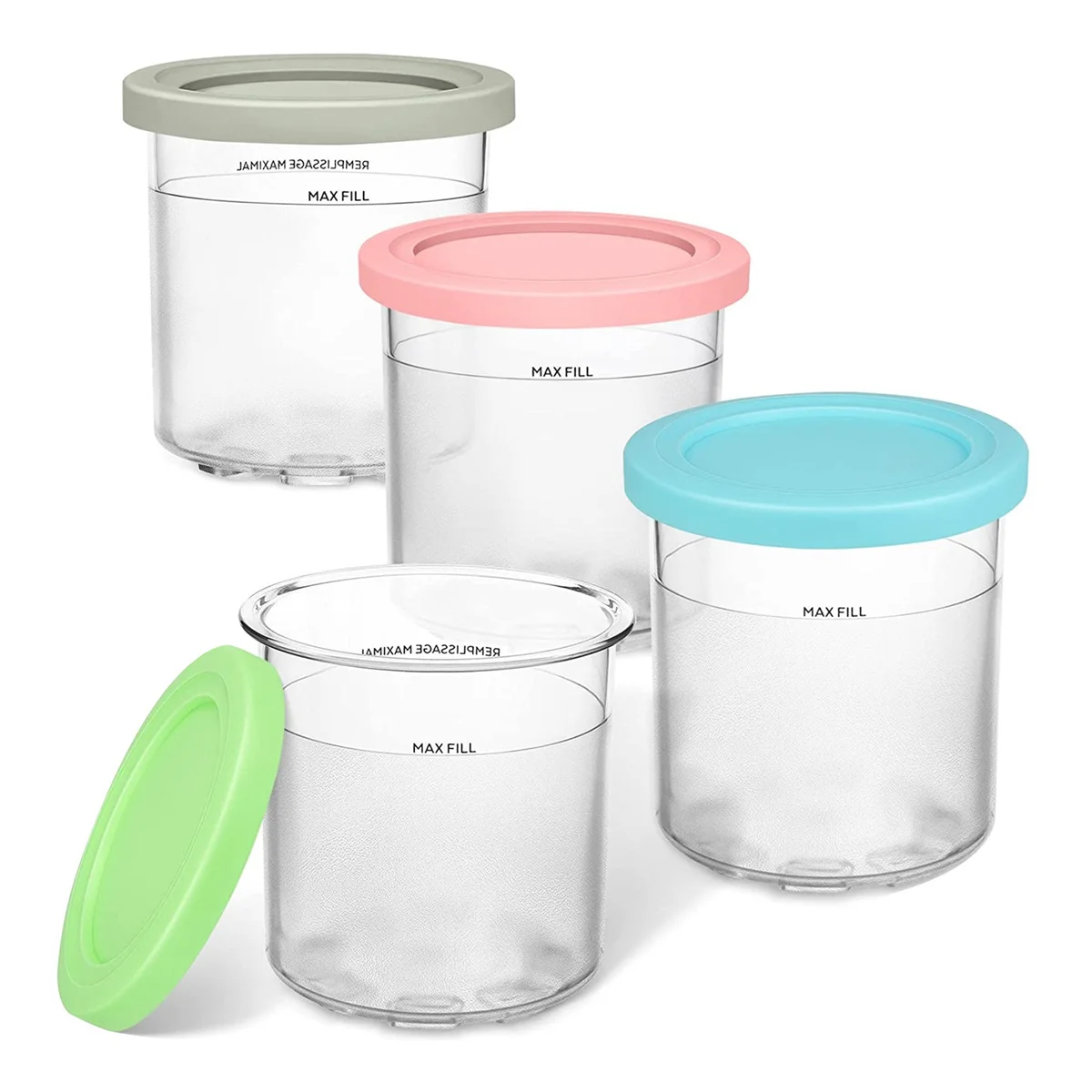 Replacement Pints and Lids for Ninja Creami Compatible for NC300, NC301 Vs NC299AMZ Series (4 Pack ) 
Replacement Pints and Lids for Ninja Creami Compatible for NC300, NC301 Vs NC299AMZ Series (4 Pack )