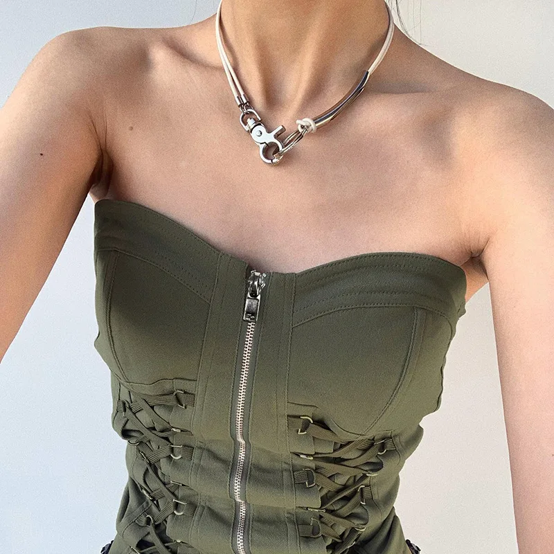 Sexy Club Solid Color Corset Top Women Bandage Sleeveless Backless Zipper Crop Tops Skinny Short Strapless Tank Vest Bodysuits
Sexy Club Solid Color Corset Top Women Bandage Sleeveless Backless Zipper Crop Tops Skinny Short Strapless Tank Vest Bodysuits