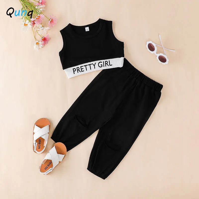 Qunq 2023 Summer New Girls Solid O Neck Sleeveless Splicing Vest Top + Pants 2 Pieces Set Sporty Casual Kids Clothes Age 3T-8T
Qunq 2023 Summer New Girls Solid O Neck Sleeveless Splicing Vest Top + Pants 2 Pieces Set Sporty Casual Kids Clothes Age 3T-8T