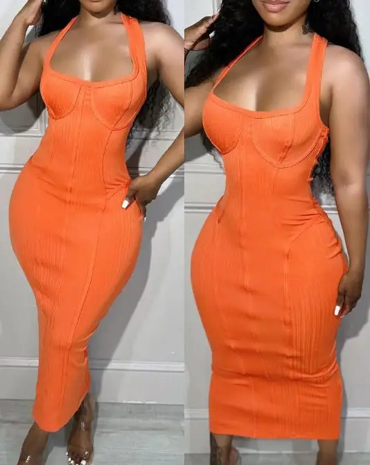 Orange Halter Neck Skinny High Waist Dress for Women Women's Casual Clothing Summer Fashion Literary Retro Sexy Babes Dresses
Orange Halter Neck Skinny High Waist Dress for Women Women's Casual Clothing Summer Fashion Literary Retro Sexy Babes Dresses