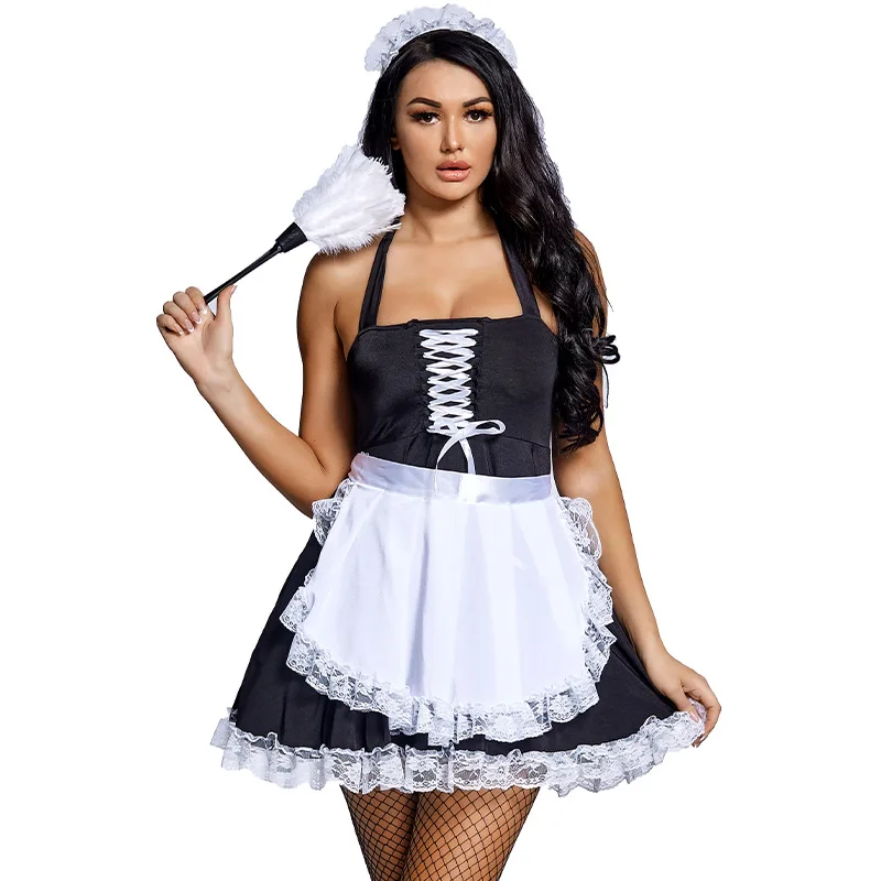 Woman Sexy Maid Cosplay Suspender Mini Lace Dress Apron Headwear Socks 4Pcs Set Girl Kitchen Maid Costumes Bandage Maid Uniform
Woman Sexy Maid Cosplay Suspender Mini Lace Dress Apron Headwear Socks 4Pcs Set Girl Kitchen Maid Costumes Bandage Maid Uniform