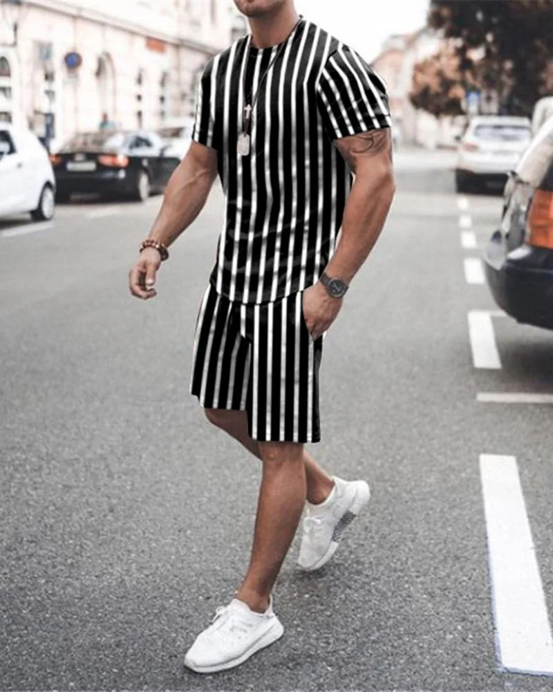 Summer Fashion Men's Suit Casual Beach Shorts Set 3d Print Stripe Short Sleeve T Shirt Round Neck Man Clothing 2 Piece Outfits
Summer Fashion Men's Suit Casual Beach Shorts Set 3d Print Stripe Short Sleeve T Shirt Round Neck Man Clothing 2 Piece Outfits