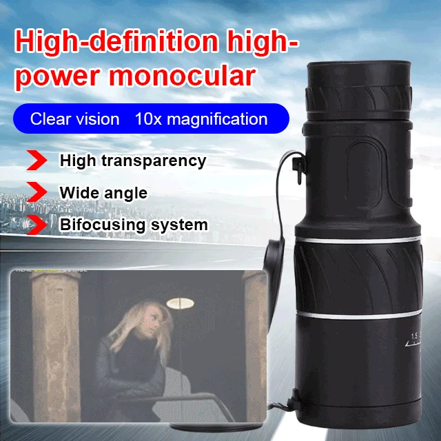 High-power Telescope HD compact monocular 40X60 HD Optics Telescope Night Vision Outdoor Portable Night Vision Pocket Focusing
High-power Telescope HD compact monocular 40X60 HD Optics Telescope Night Vision Outdoor Portable Night Vision Pocket Focusing