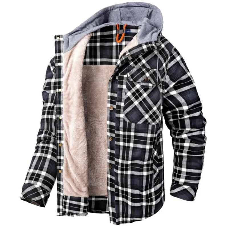 Winter Men's Jacket Casual Plaid Hooded Velvet Thickened Warm Cotton Loose Long Sleeve Streetwear Male Shirts S-2XL
Winter Men's Jacket Casual Plaid Hooded Velvet Thickened Warm Cotton Loose Long Sleeve Streetwear Male Shirts S-2XL