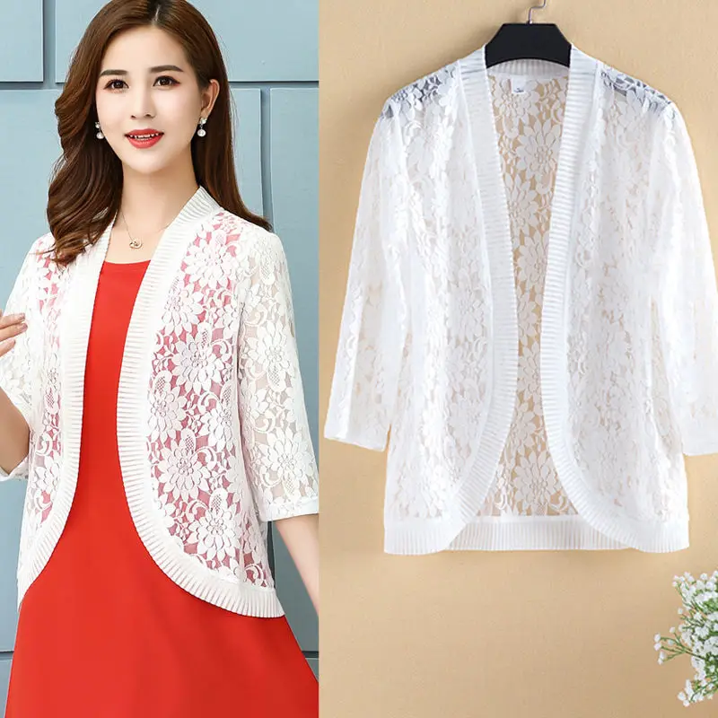 Women Slim Thin Lace Jacket Chaqueta Mujer New Summer 3/4 Sleeve Hollow Short Cardigan Womens Outerwear 6XL E122
Women Slim Thin Lace Jacket Chaqueta Mujer New Summer 3/4 Sleeve Hollow Short Cardigan Womens Outerwear 6XL E122