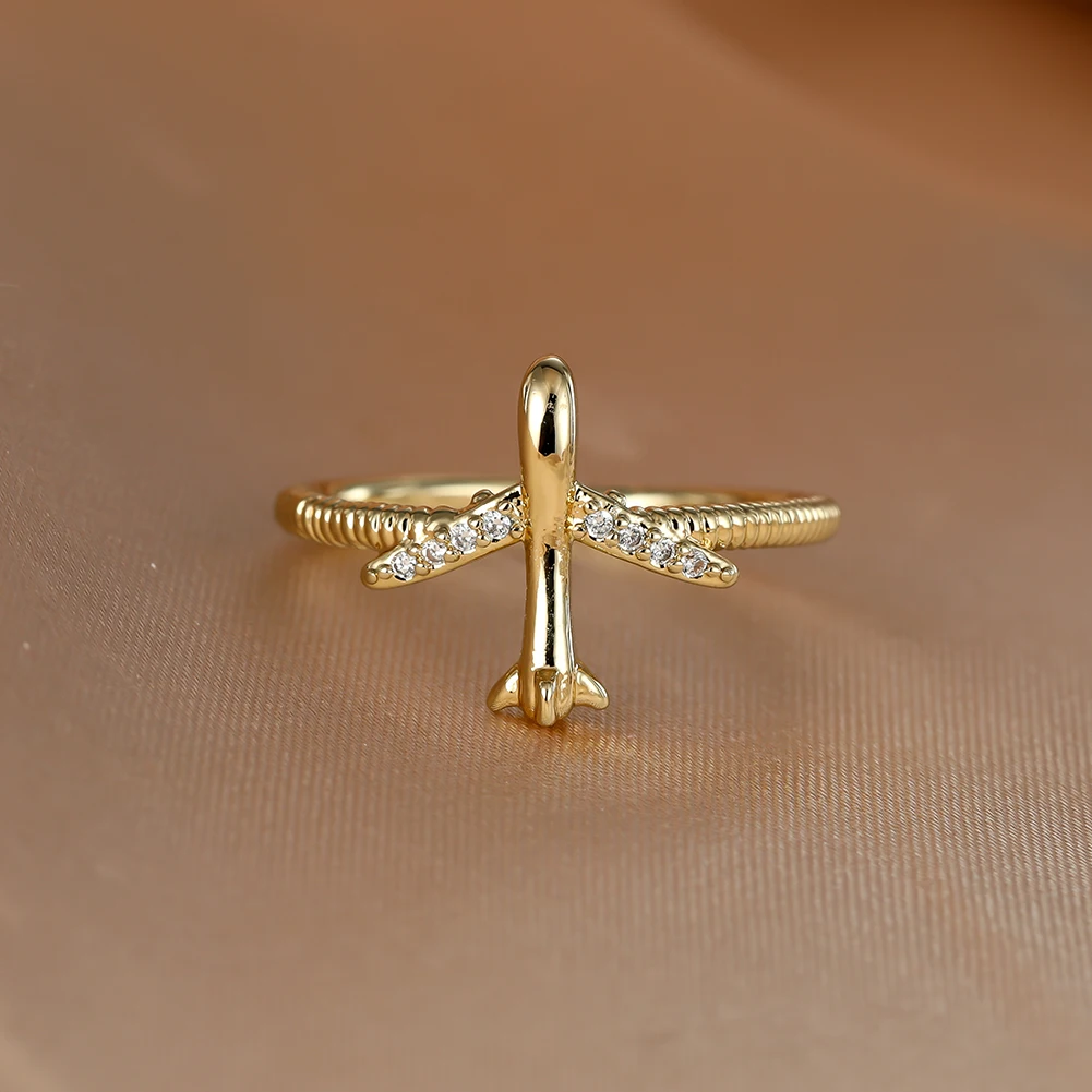 Creative Design Gold Color Airplane Open Adjustable Rings With Small Zircon Stone Dainty Index Finger Rings for Women Jewelry
Creative Design Gold Color Airplane Open Adjustable Rings With Small Zircon Stone Dainty Index Finger Rings for Women Jewelry