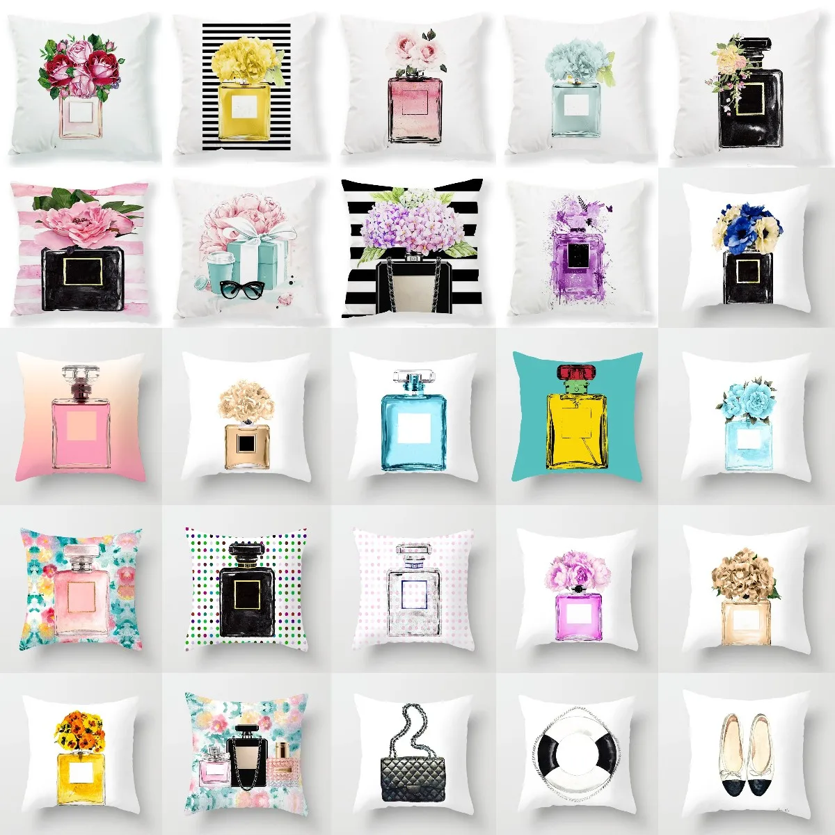 45x45cm Perfume Bottles Series Floral Pillows Case Sofa Couch Decorative Cushion Case Modern Fashion Living Room Throw Pillows
45x45cm Perfume Bottles Series Floral Pillows Case Sofa Couch Decorative Cushion Case Modern Fashion Living Room Throw Pillows