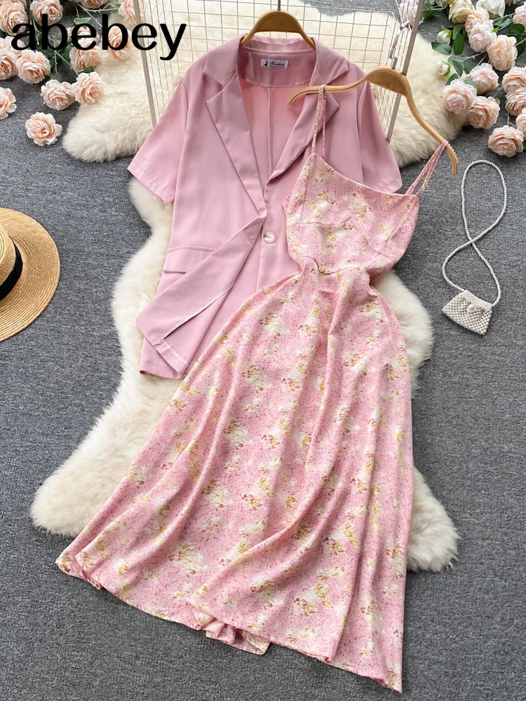 2022 Fashion Dress Sets Women Spring Autumn Two Pieces Suits Causal Blazer Coat + Baisc Floral Print Sling Dress Korean Outfits
2022 Fashion Dress Sets Women Spring Autumn Two Pieces Suits Causal Blazer Coat + Baisc Floral Print Sling Dress Korean Outfits