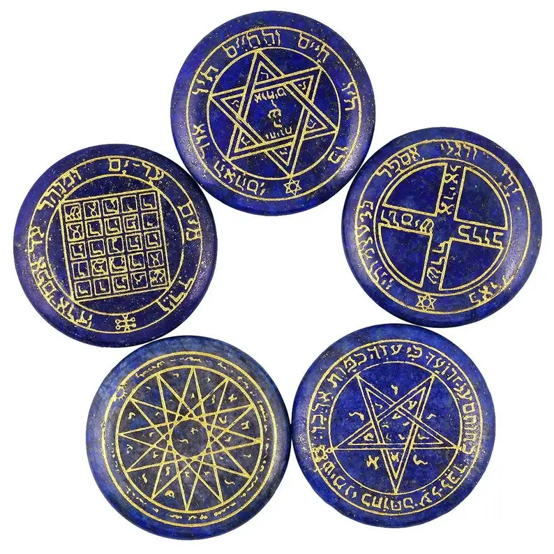 5 Pieces Healing Crystal Lapis Lazuli Witches Runes Stone with Engraved Solomon Symbol Polished Stones- Reiki Balancing
5 Pieces Healing Crystal Lapis Lazuli Witches Runes Stone with Engraved Solomon Symbol Polished Stones- Reiki Balancing