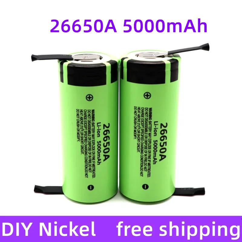 100% original 26650A 3.7V 5000mAh large capacity 26650 lithium ion rechargeable battery (with DIY nickel sheet)
100% original 26650A 3.7V 5000mAh large capacity 26650 lithium ion rechargeable battery (with DIY nickel sheet)