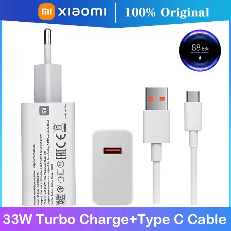 

POCO X4 pro Pro 5G charger xiaomi 33W EU fast turbo charge Type C cable For Redmi Note 11/ 11s/11 Pro/ 11E Pro Mi 6/ 6 Plus