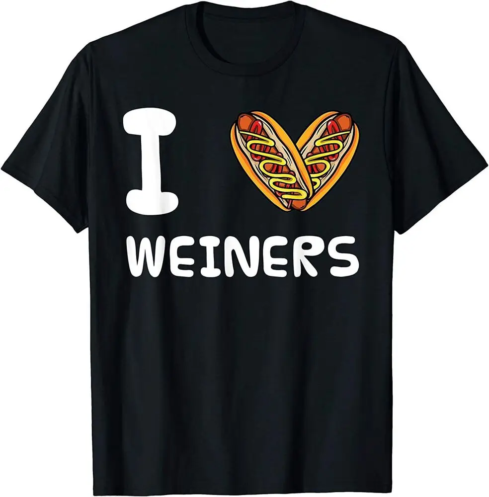 Футболка с надписью I Love Weiners хлопковая оверсайз в винтажном стиле для хот-догов