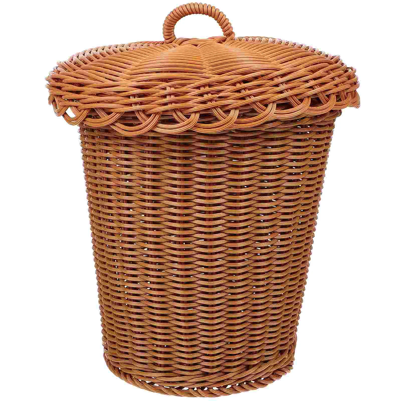 Dorm Home Bedroom Multi-functional Round Basket Waste Paper Basket Storage Basket Imitation Rattan Woven Storage Basket 
Dorm Home Bedroom Multi-functional Round Basket Waste Paper Basket Storage Basket Imitation Rattan Woven Storage Basket