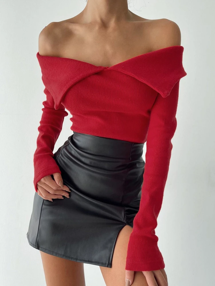 2022 Spring Summer New Women's Off Shoulder Sexy Top Female Fashion Long Sleeve Solid Color Tight Bodycon Blouse 
2022 Spring Summer New Women's Off Shoulder Sexy Top Female Fashion Long Sleeve Solid Color Tight Bodycon Blouse