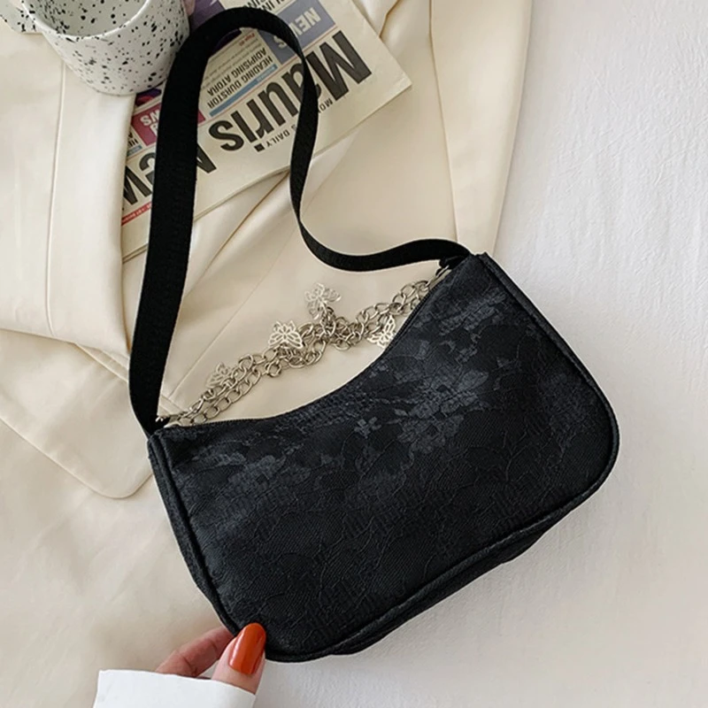 Fashion Women Small Wallet Shoulder Underarm Bag Solid Color Handbag Zipper Lace Retro Chain Butterfly Decoration Purse Handbag
Fashion Women Small Wallet Shoulder Underarm Bag Solid Color Handbag Zipper Lace Retro Chain Butterfly Decoration Purse Handbag
