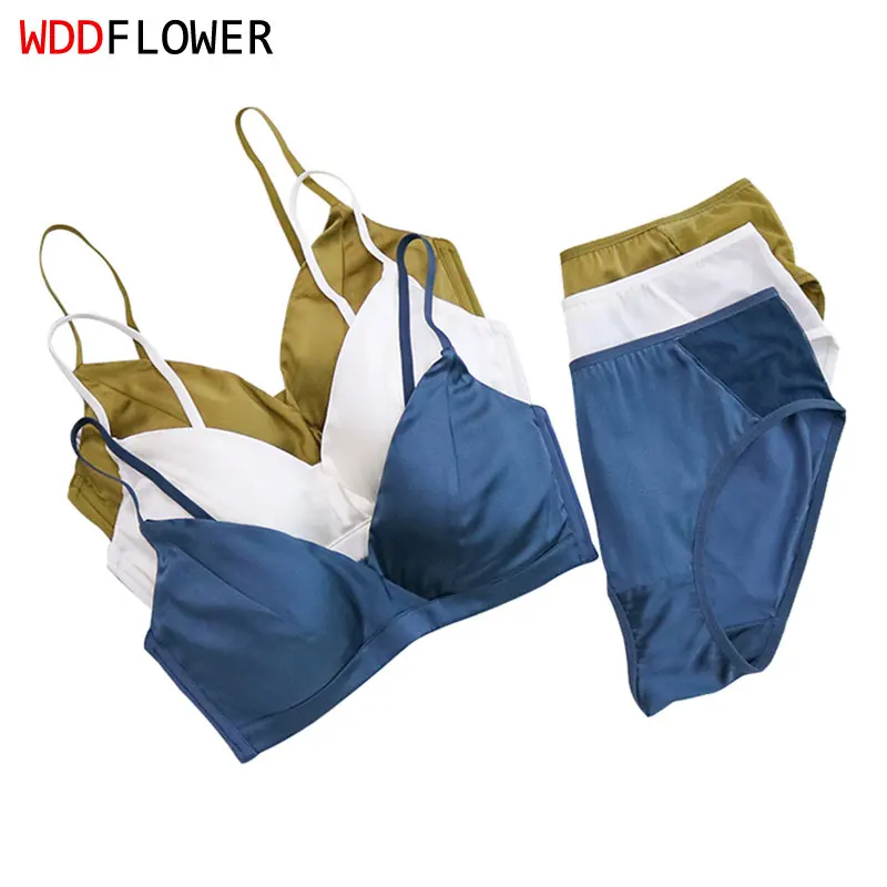 Women Silk Bra Set 92% Natural Silk 8% Spandex Mold Cup Wire Free Bra With Underwears Panties Comfortable Intimates TA024
Women Silk Bra Set 92% Natural Silk 8% Spandex Mold Cup Wire Free Bra With Underwears Panties Comfortable Intimates TA024