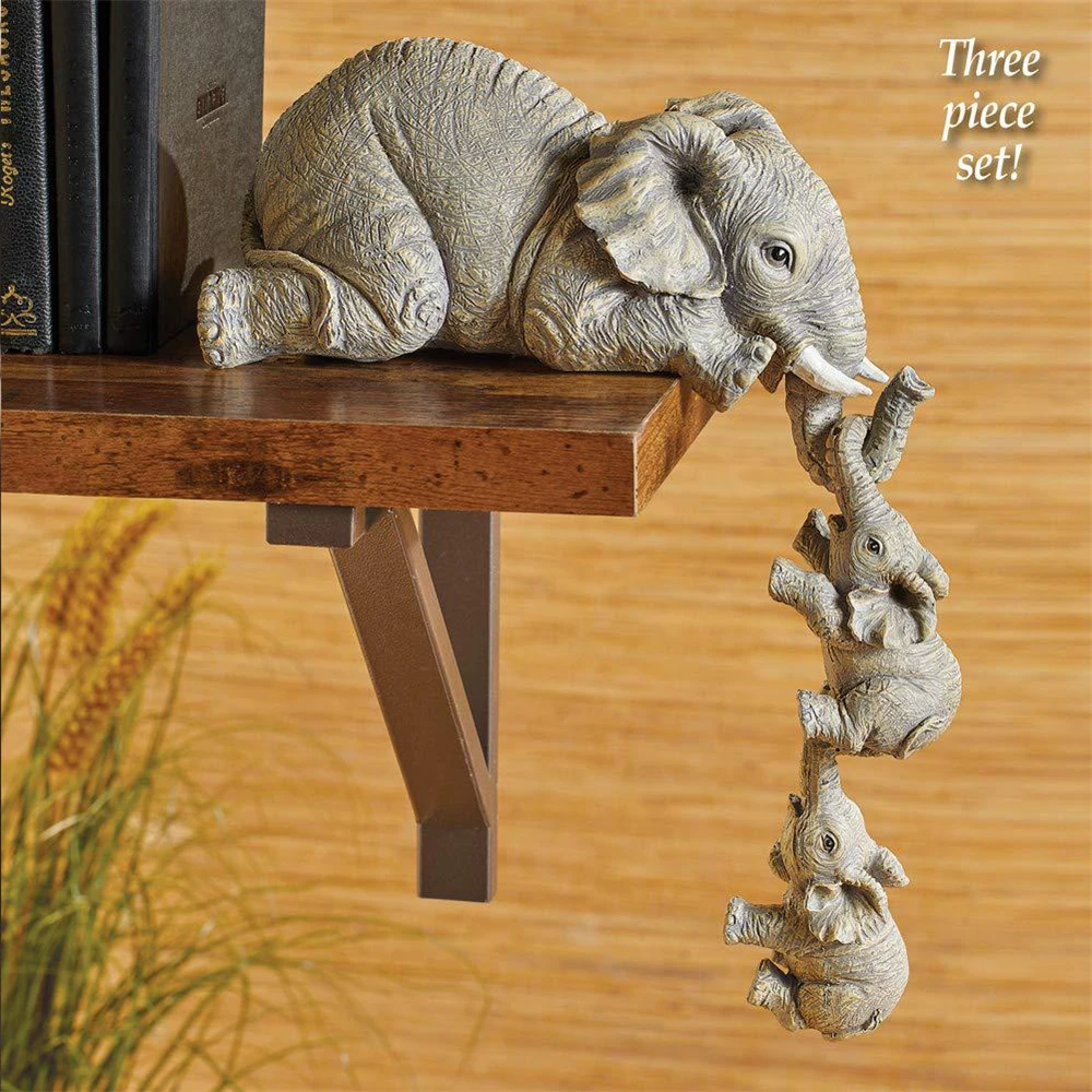

3Pcs/Set Cute Elephant Figurines Elephant Holding Baby Resin Crafts Home Furnishing Gift Lucky Statue Living Room Decorations