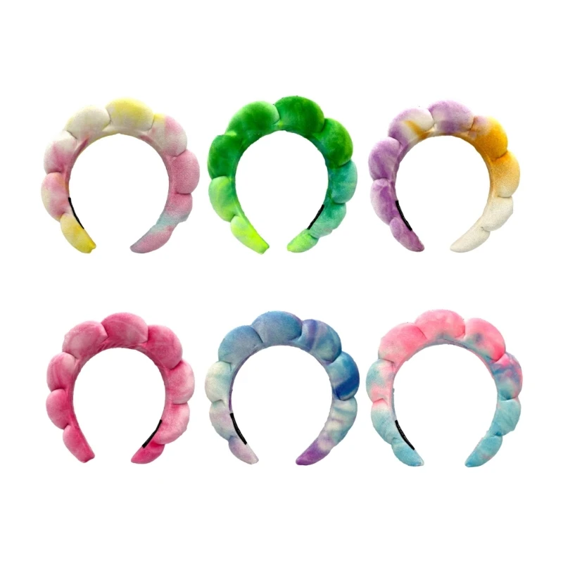 

L93F Tie-Dye Design Terry Cloth Headbands for Woman Girl Sponge Hairband for Spa Hair Hoop Tie-Dye Hairband for Taking Photo