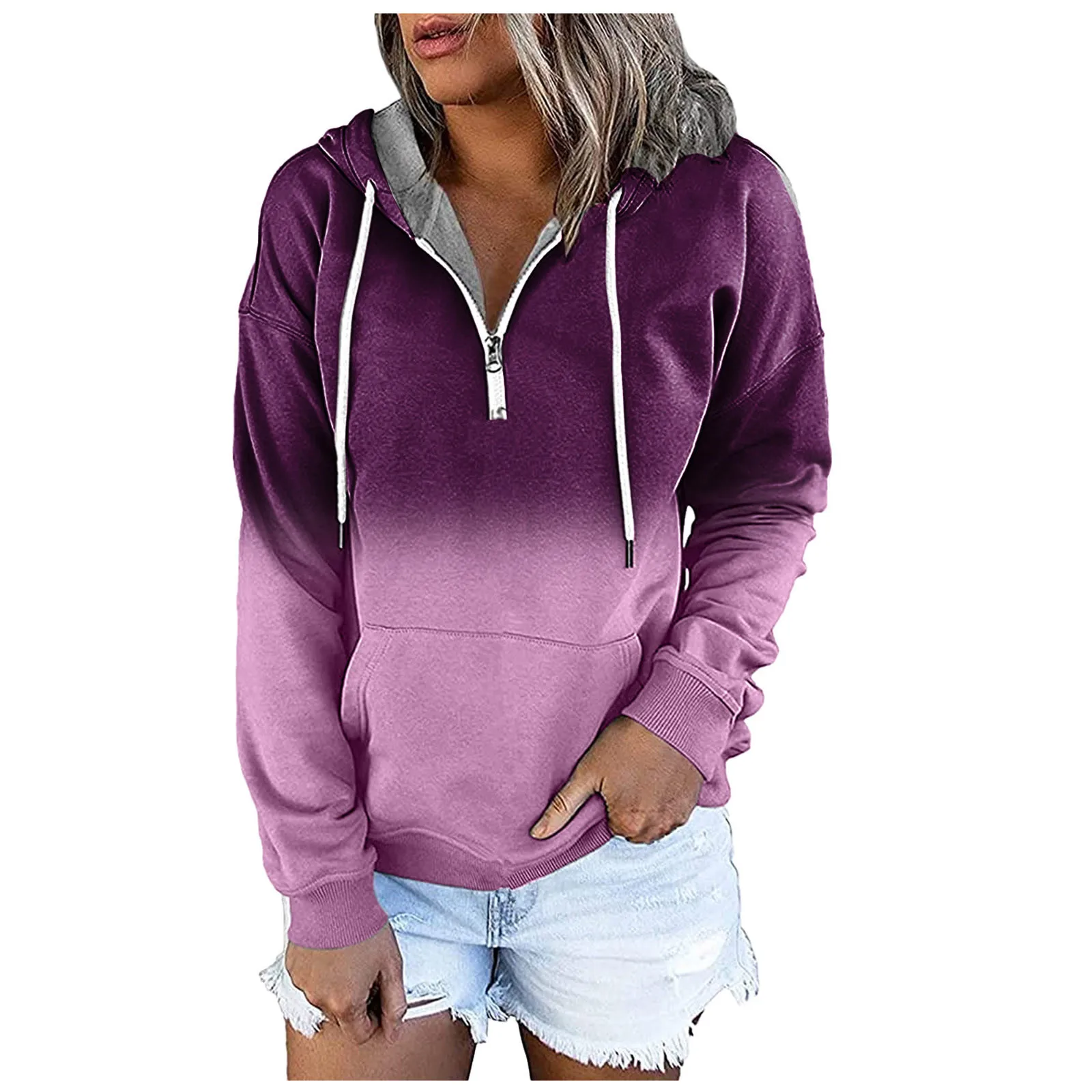 Autumn Women Sweatshirts Loose Casual Zipper V Neck Hoodies Long Sleeve Gradient Pullover Top Streetwear Ladies Fashion Jumper
Autumn Women Sweatshirts Loose Casual Zipper V Neck Hoodies Long Sleeve Gradient Pullover Top Streetwear Ladies Fashion Jumper