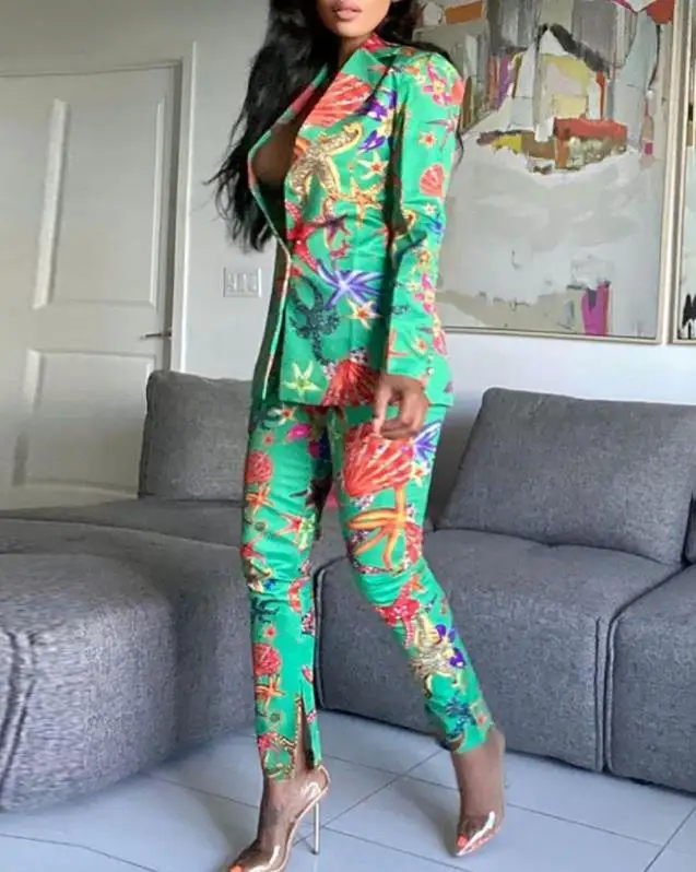 Starfish Print Long Sleeve Blazer Coat & Pants Sets Two Piece Sets Womens Outifits 2022 Autumn Spring Female Suit Work Clothing
Starfish Print Long Sleeve Blazer Coat & Pants Sets Two Piece Sets Womens Outifits 2022 Autumn Spring Female Suit Work Clothing