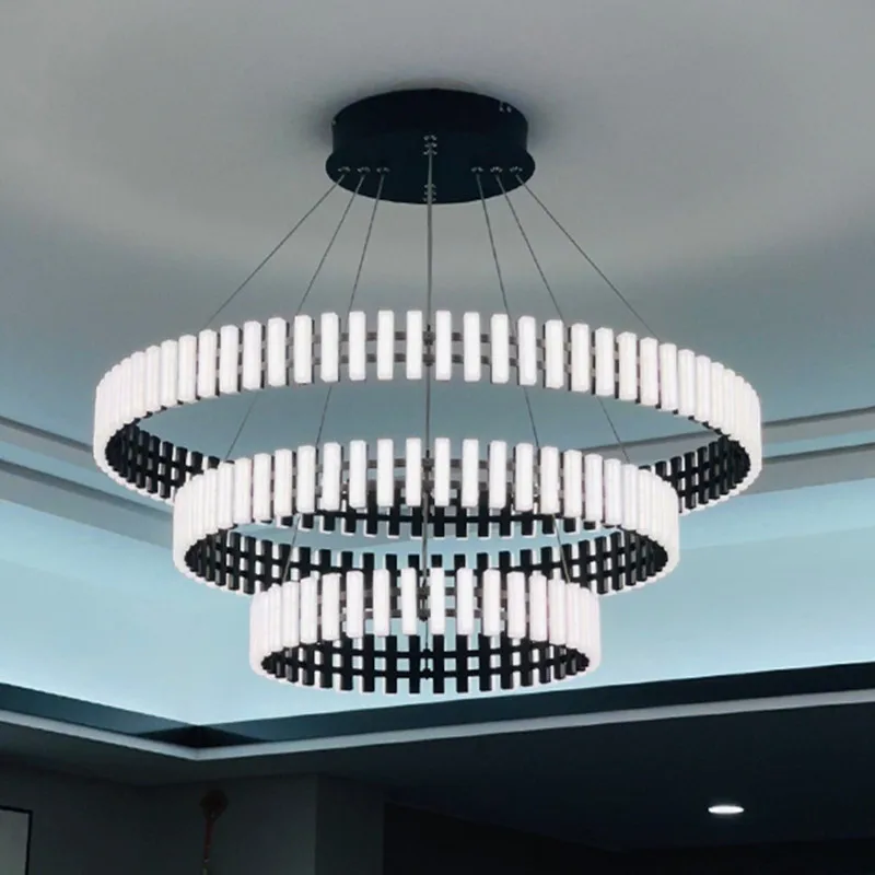 

Nordic Piano Chandelier for Living Room Villa Black and White Chandeliers Pendant Luminaire Suspension Restaurant Hanging Light