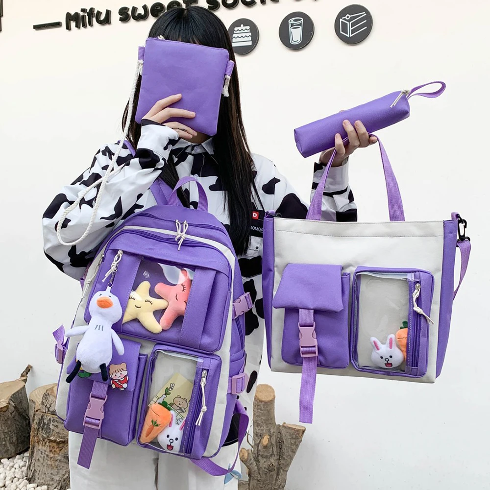 4 in 1 Kawaii Women's Backpack Set Nylon Waterproof School Bag For Girls Large Capacity Scoolbag Children knapsack Kid Bookbag
4 in 1 Kawaii Women's Backpack Set Nylon Waterproof School Bag For Girls Large Capacity Scoolbag Children knapsack Kid Bookbag