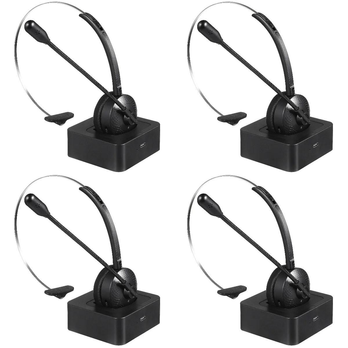 

4pcs .0 Wireless Headset Hands-free Call Earpiece with Noise Cancelling Microphone for Business Truck Driver