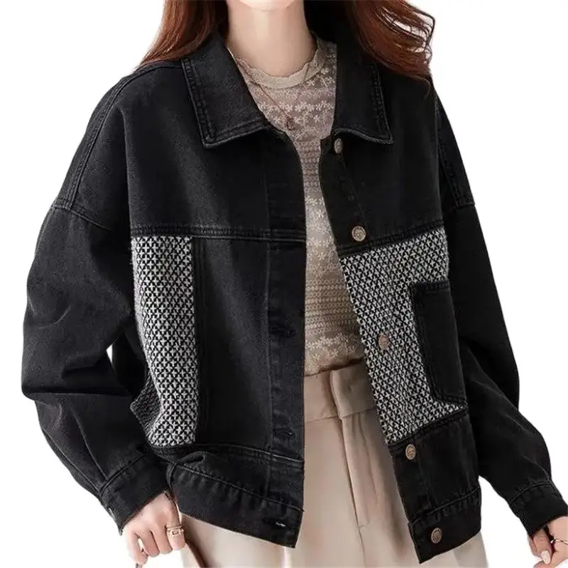 2022 Spring Autumn Stitching Denim Coat Women's Clothing Fashion Design Casual Korean Loose Jeans Jacket Top Casual Outerwear
2022 Spring Autumn Stitching Denim Coat Women's Clothing Fashion Design Casual Korean Loose Jeans Jacket Top Casual Outerwear