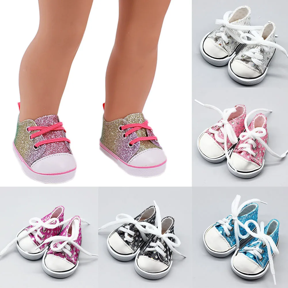 

Кукольная обувь 7 см для малышей, кукол нового поколения и 18-дюймовых американских кукол, кроссовки ручной работы, одежда для девочек, аксессуары