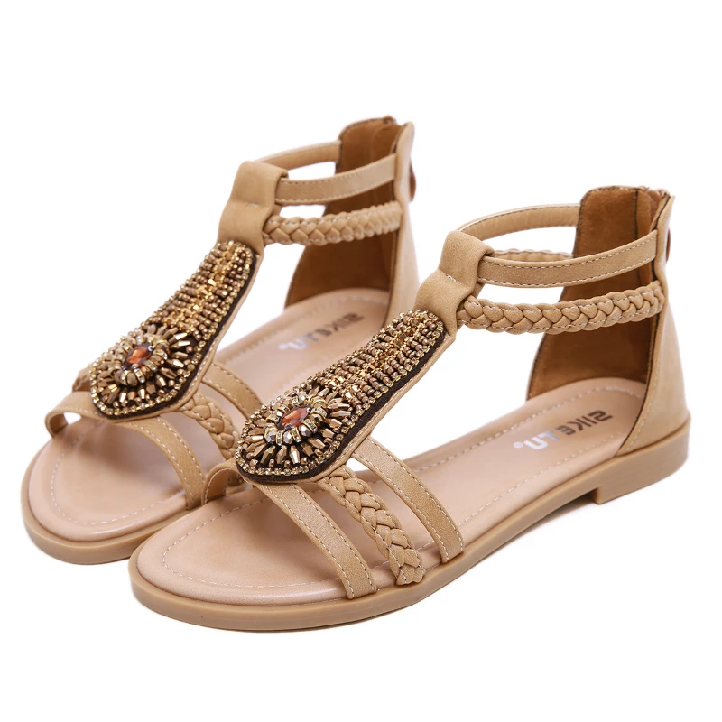 2023 New Summer Women's Sandals Bohemian Vintage Beaded Zipper Rhinestone Roman Sandals Flat Shoes Women
2023 New Summer Women's Sandals Bohemian Vintage Beaded Zipper Rhinestone Roman Sandals Flat Shoes Women
