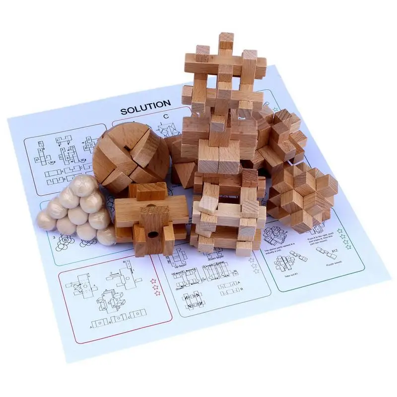 Wooden Kongming Lock 9PCS 3D Brain Puzzles For Kids And Adult Handheld Puzzle Games Unlock Interlock Educational Toy
Wooden Kongming Lock 9PCS 3D Brain Puzzles For Kids And Adult Handheld Puzzle Games Unlock Interlock Educational Toy