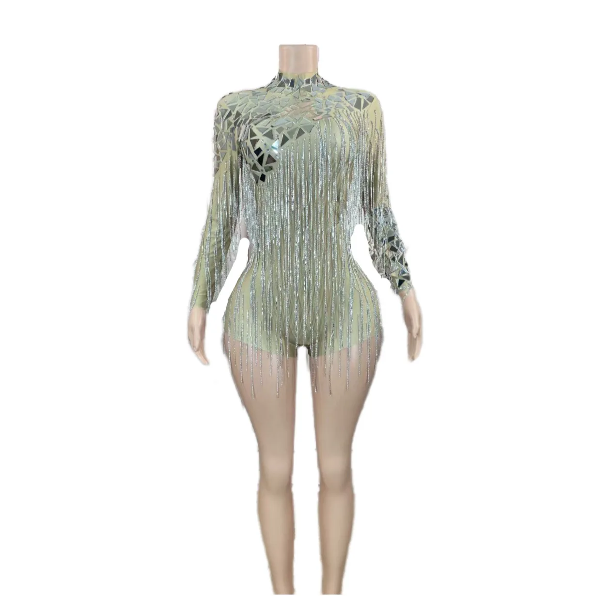 Backless Long Sleeve Shining Rhinestones Mirror Sequins Tassel Sexy Bodysuits For Women Nightclub Party Clothing Prom Costumes
Backless Long Sleeve Shining Rhinestones Mirror Sequins Tassel Sexy Bodysuits For Women Nightclub Party Clothing Prom Costumes