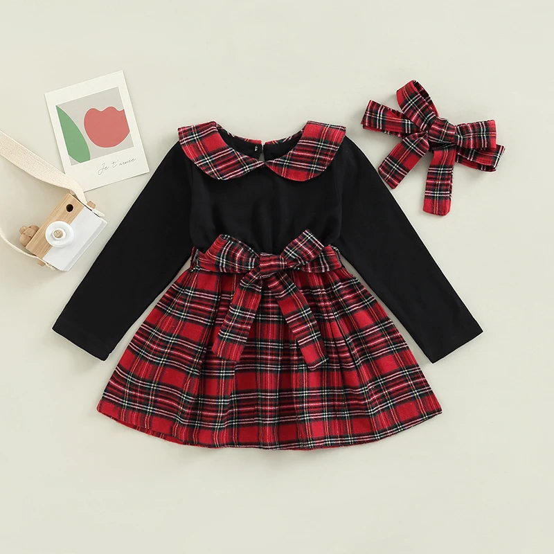 Toddler Baby Girls Christmas Plaid Dress Long Sleeve Patchwork Bowknot Dress A-Line Dress with Belt Headband Outfits
Toddler Baby Girls Christmas Plaid Dress Long Sleeve Patchwork Bowknot Dress A-Line Dress with Belt Headband Outfits