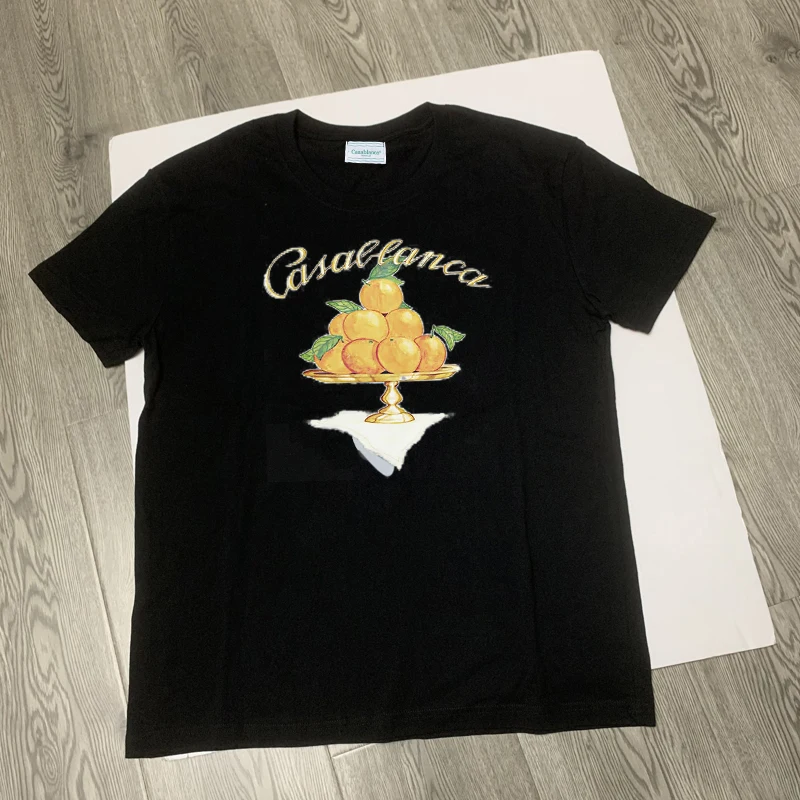 Orange Fruit Plate Print CASABLANCA T-shirts Summer High Quality Cotton Loose Short Sleeve T Shirt for Men Women
Orange Fruit Plate Print CASABLANCA T-shirts Summer High Quality Cotton Loose Short Sleeve T Shirt for Men Women