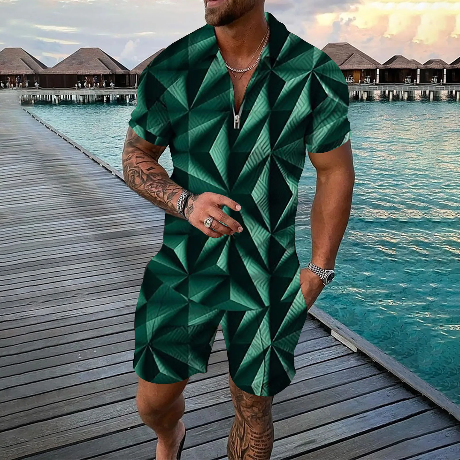 Vest Set Men's Quick Dry 3D Short Sleeve Suit Shorts Beach Tropical HawaiianSS Body Sports Shorts Suit Mens Old Fashioned Suits
Vest Set Men's Quick Dry 3D Short Sleeve Suit Shorts Beach Tropical HawaiianSS Body Sports Shorts Suit Mens Old Fashioned Suits