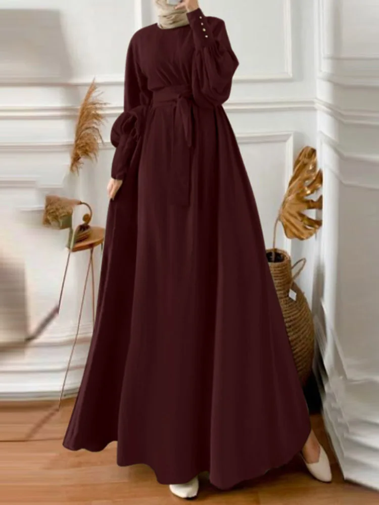 Women Puff Sleeve Sundress ZANZEA Fashion Muslim Dress Casual Dress Female Maxi Vestidos Belted Turkish Robe Islam Clothing
Women Puff Sleeve Sundress ZANZEA Fashion Muslim Dress Casual Dress Female Maxi Vestidos Belted Turkish Robe Islam Clothing