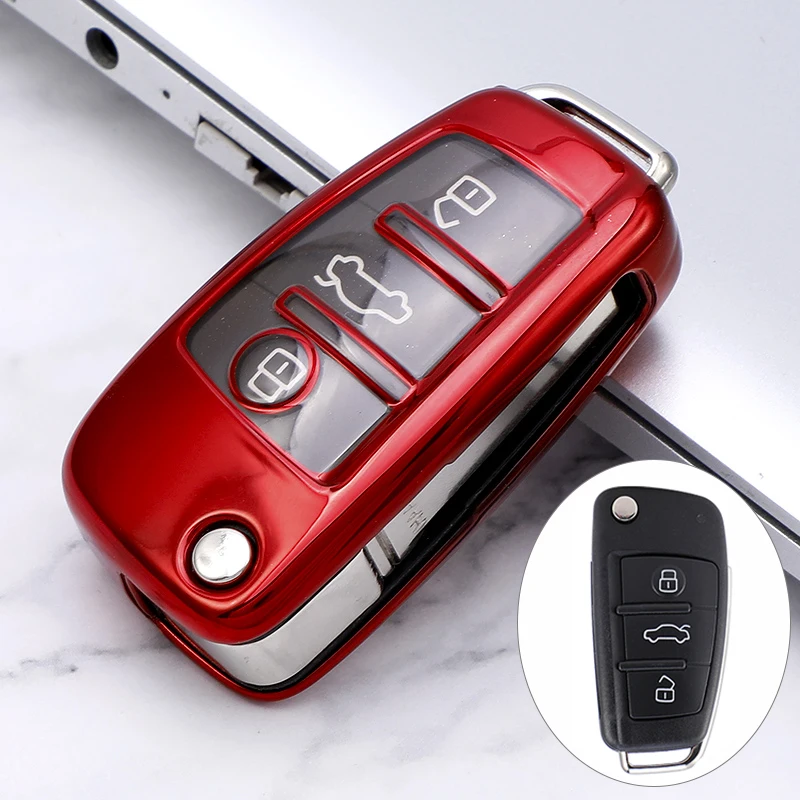 

TPU Car Folding Key Cover Case Fob Holder for Audi C5 C6 R8 A1 A3 A4 A5 A6 A7 Q3 Q5 Q7 S6 B6 B7 B8 8P 8V 8L TT RS RS3 S3 Sline