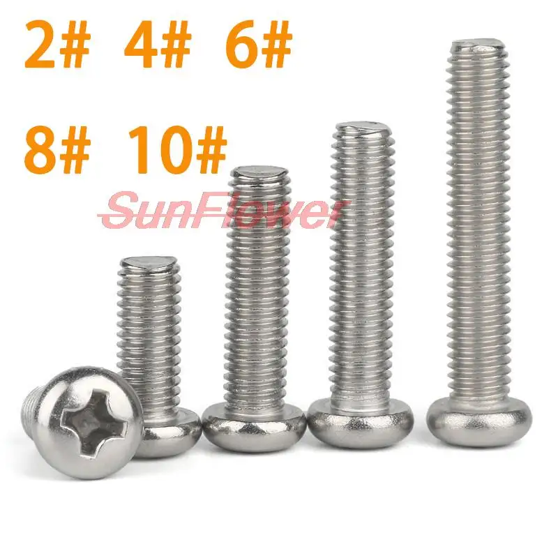 304 Stainless Steel 10PCS 3-56 4-40 6-32 8-32 10-24 Phillips Cross Pan Head Machine Screw Metric Thread Round Head Bolt
304 Stainless Steel 10PCS 3-56 4-40 6-32 8-32 10-24 Phillips Cross Pan Head Machine Screw Metric Thread Round Head Bolt