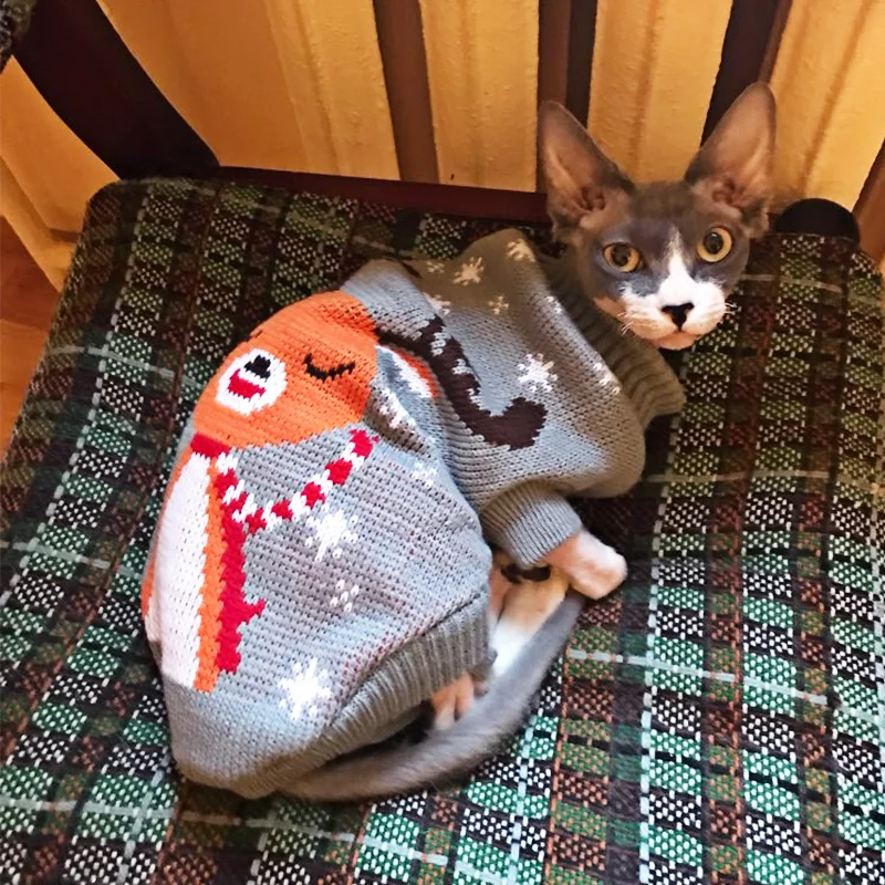 Теплая одежда для собак и кошек Рождественский вязаный свитер женская бульдога