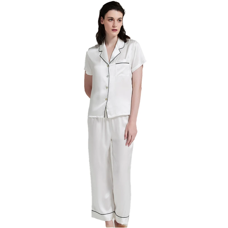 19 Mm Short Sleeved Women Sets Trousers Breathable Summer Women's Pajamas 100% Mulberry Silk Set Woman 2 Pieces Women Clothing
19 Mm Short Sleeved Women Sets Trousers Breathable Summer Women's Pajamas 100% Mulberry Silk Set Woman 2 Pieces Women Clothing