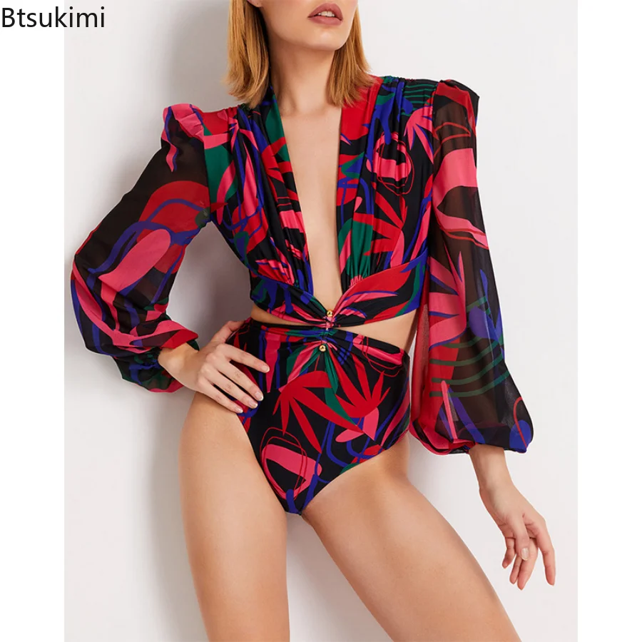 New Sexy Swimwear Women One Piece with Long Sleeve Deep V-neck Beach Outfits Swimsuit for Young Girls Print Bikini 2023 Women
New Sexy Swimwear Women One Piece with Long Sleeve Deep V-neck Beach Outfits Swimsuit for Young Girls Print Bikini 2023 Women