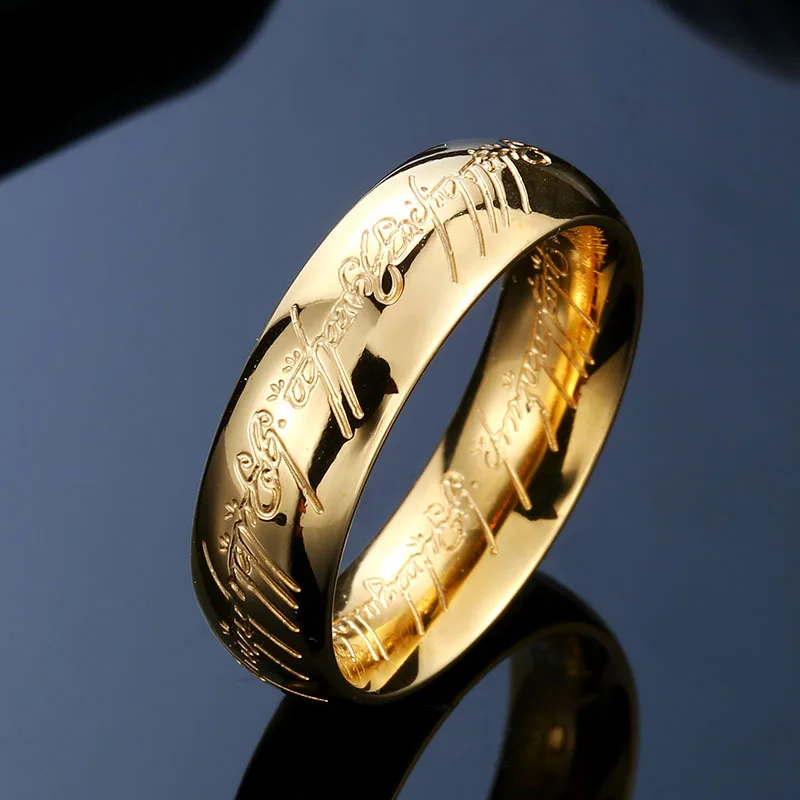 

2023 New Gold Plated Stainless Steel Ring Of Power 3D Carved Engraving The Lord Ring For Men Master Ring Jewelry Gifts