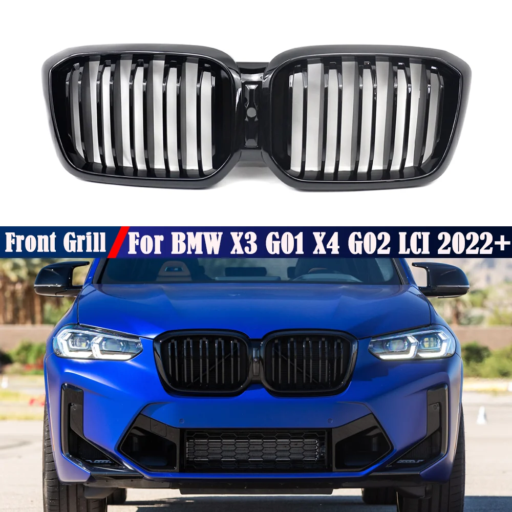 Front Racing Kidney Grill Double Slat Glossy Black Sport Grille For BMW X3 X4 G01 G02 LCI 2022+ Car Accessories Replacement Part
Front Racing Kidney Grill Double Slat Glossy Black Sport Grille For BMW X3 X4 G01 G02 LCI 2022+ Car Accessories Replacement Part